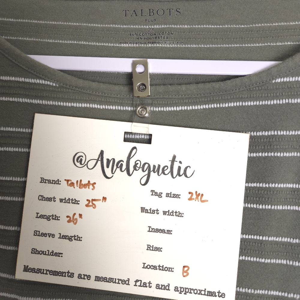 Talbots Basic Classic Cozy Olive Green Striped Lo… - image 7